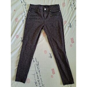 Harper Womens Brown Skinny Jeans Cheetah Leopard Print Mid Rise Zip Details 27